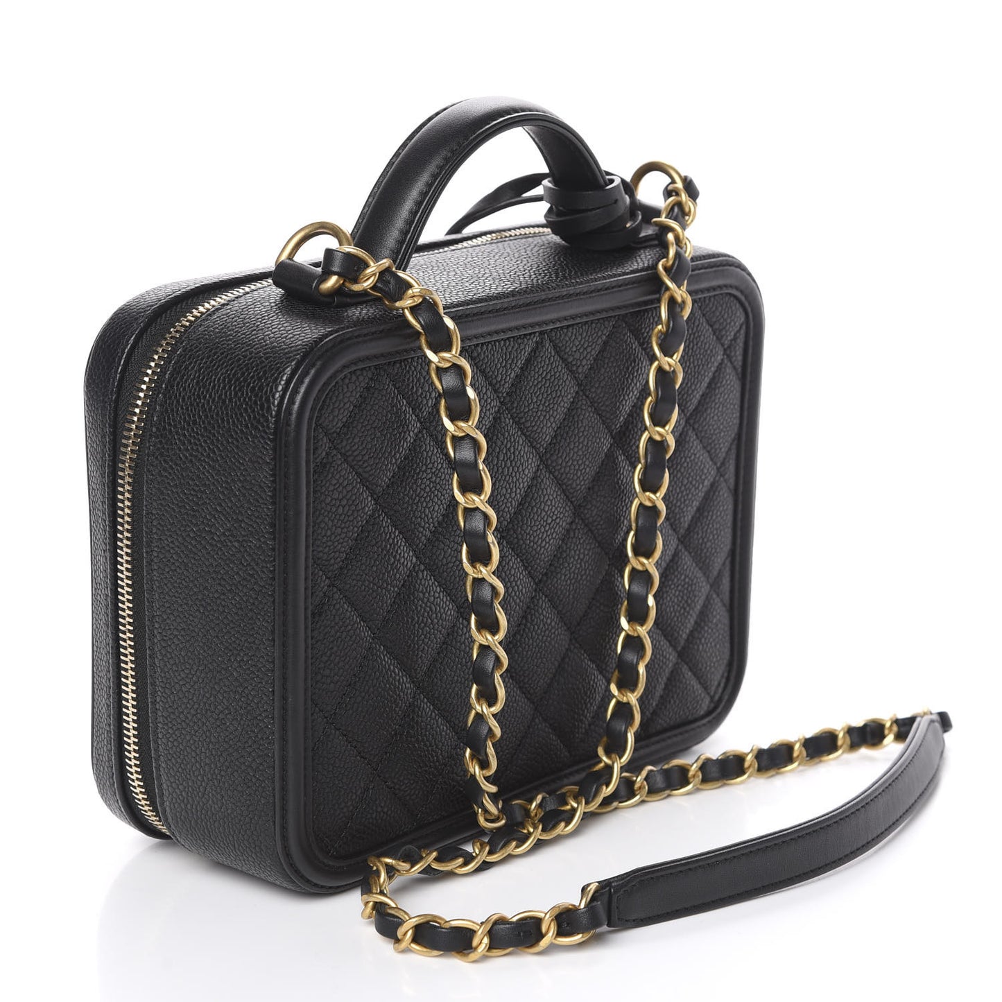 Caviar Quilted Medium CC Filigree Vanity Case Black