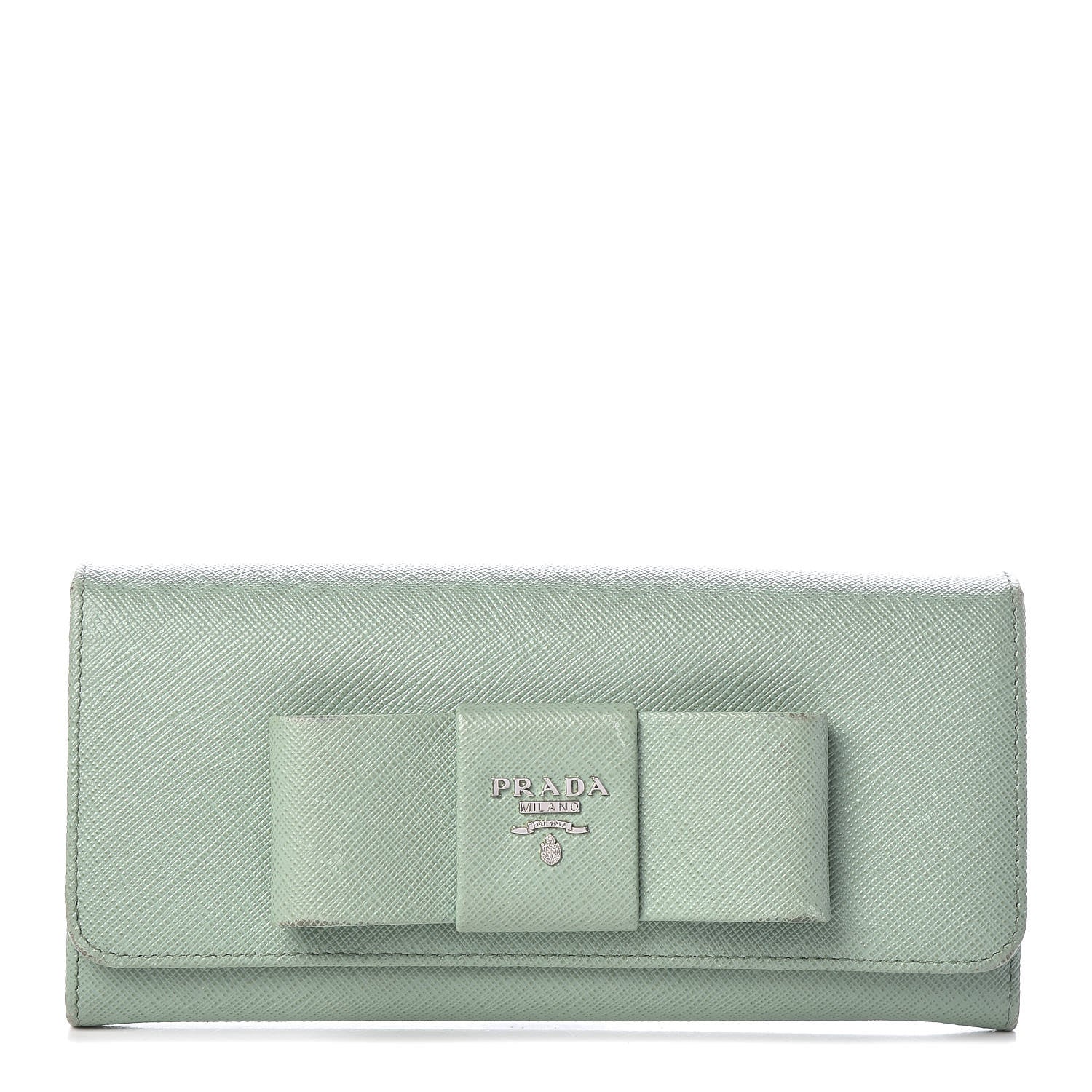 Prada Saffiano Bow Continental Wallet Acquamarina 2 of 17