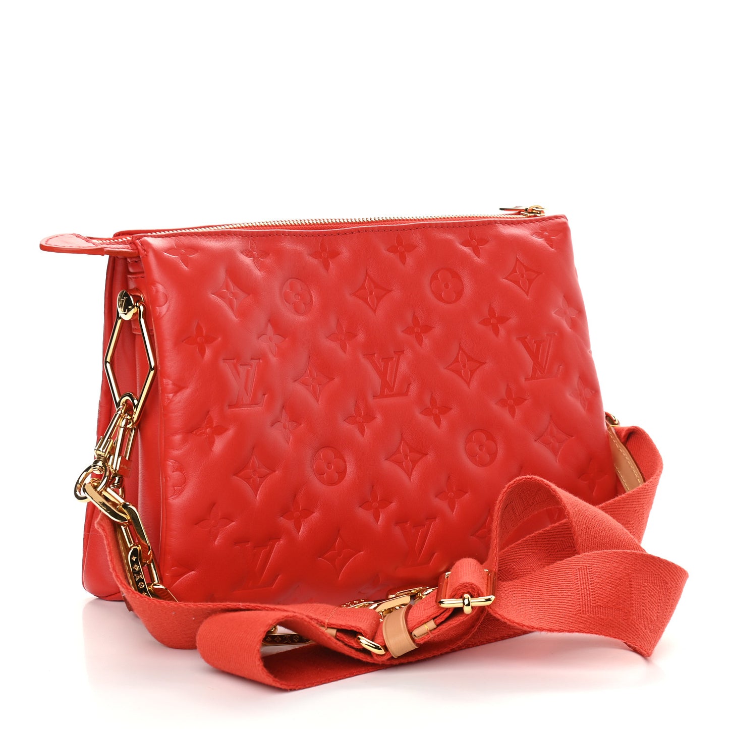 Lambskin Embossed Monogram Coussin PM Red