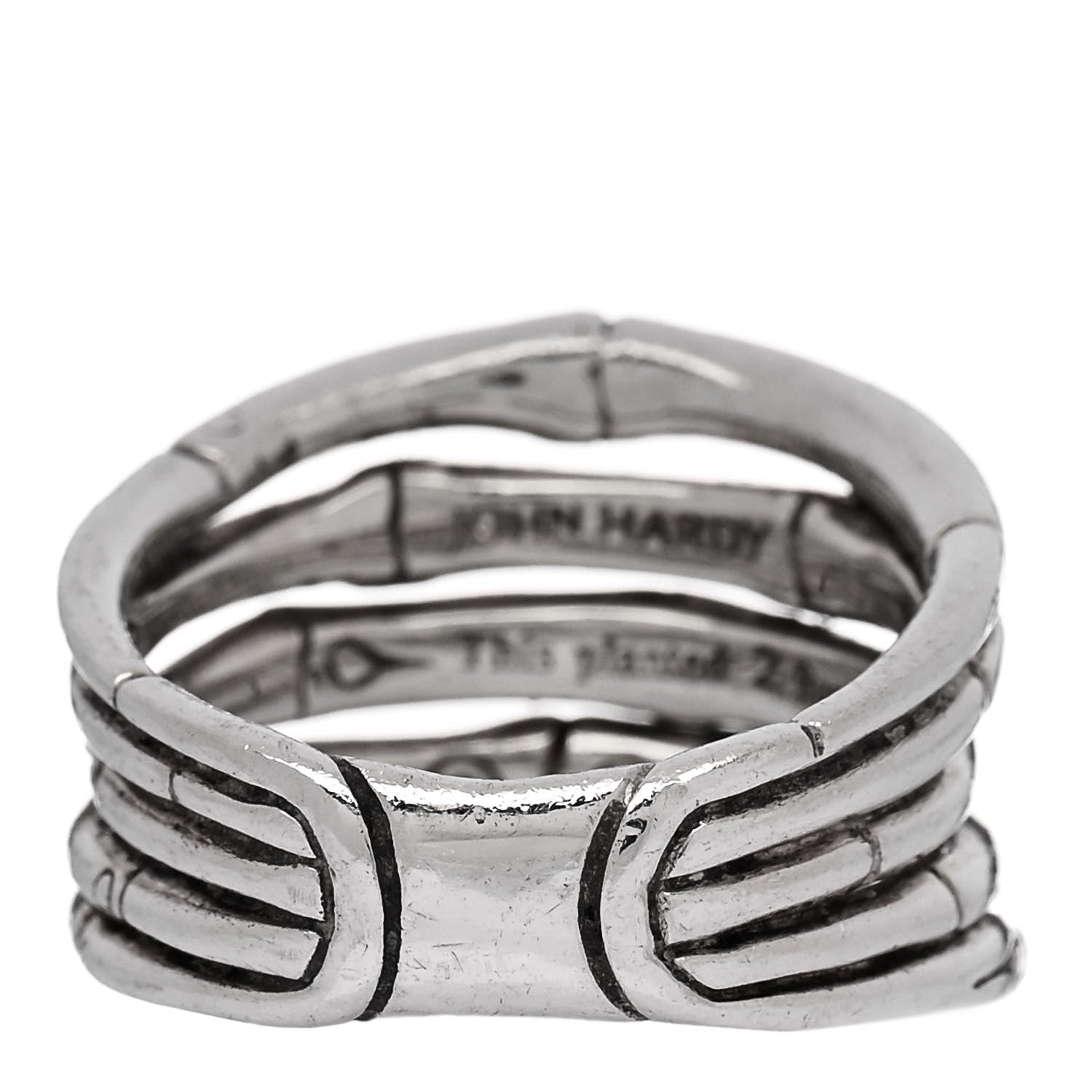 John Hardy Sterling Silver Wide Bamboo Ring 53 6.5 3 of 4