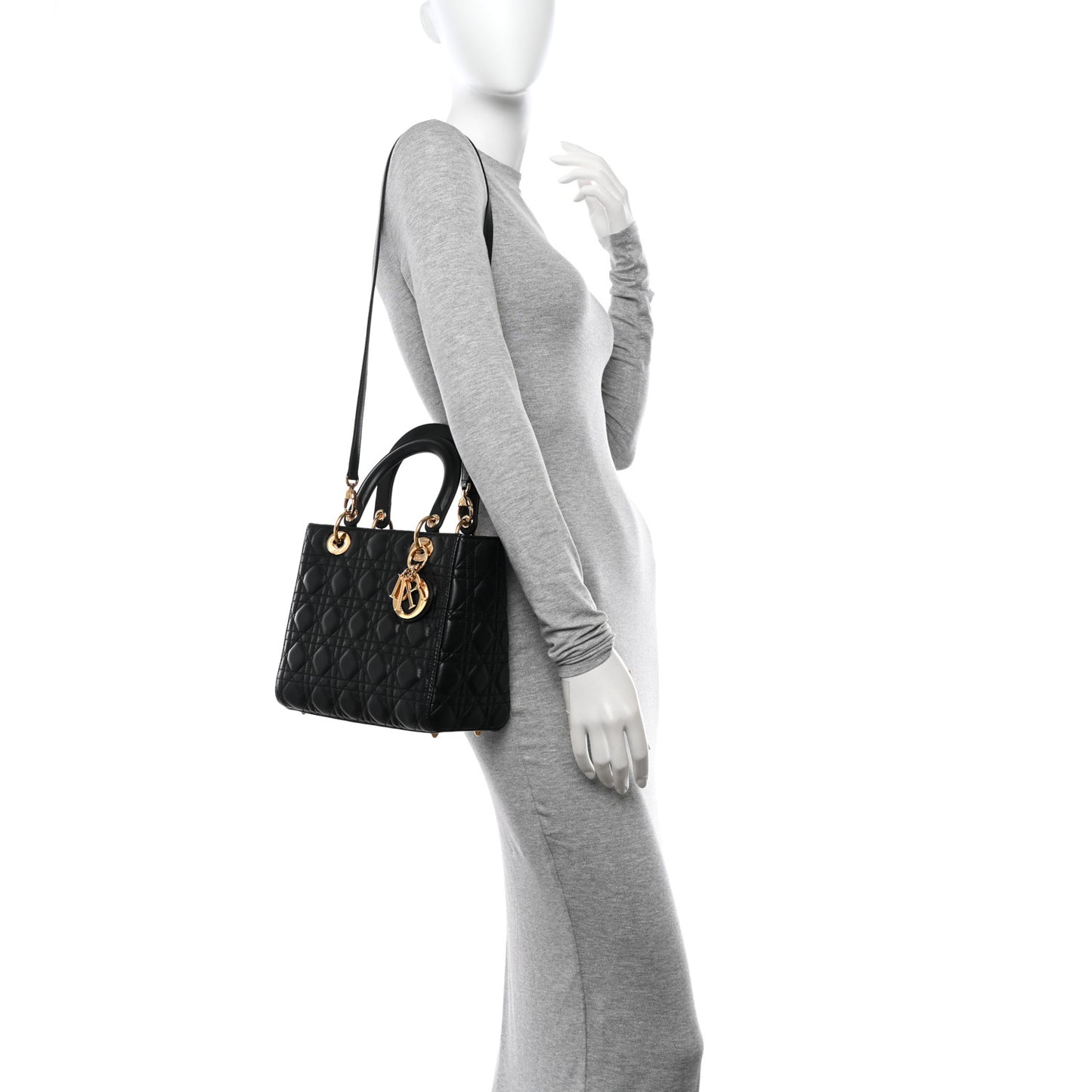 Lambskin Cannage Medium Lady Dior Black