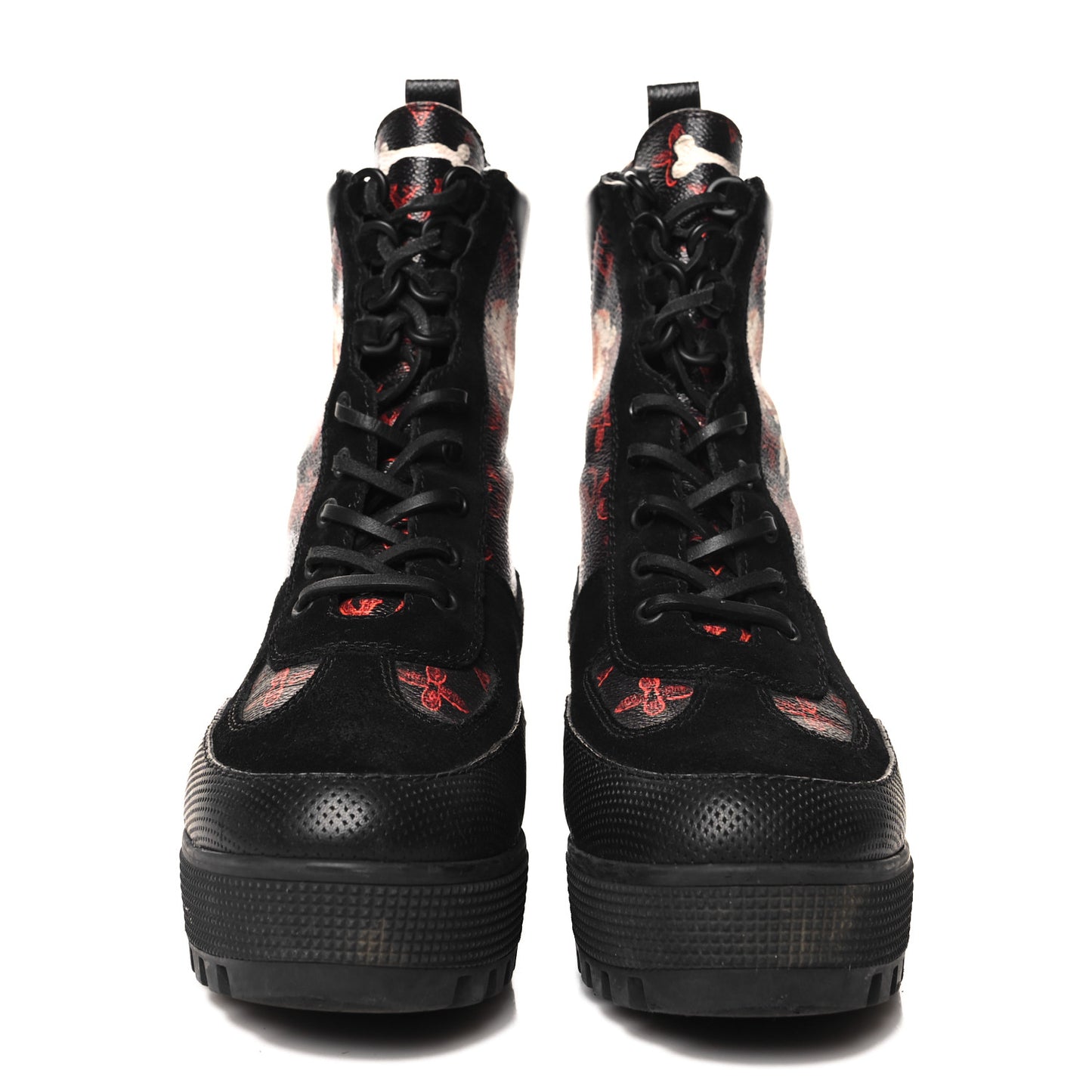 Suede Calfskin Catogram Laureate Platform Desert Boots 39 Black Marron