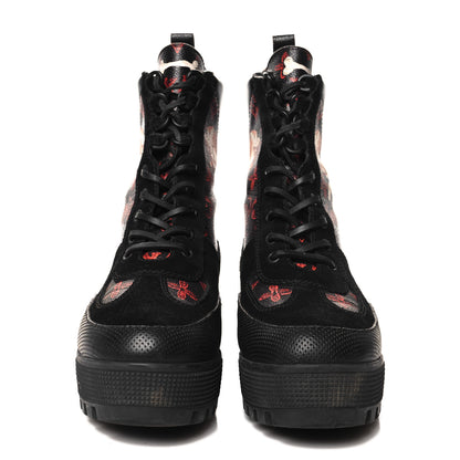 Louis Vuitton Suede Calfskin Catogram Laureate Platform Desert Boots 39 Black Marron 3 of 8