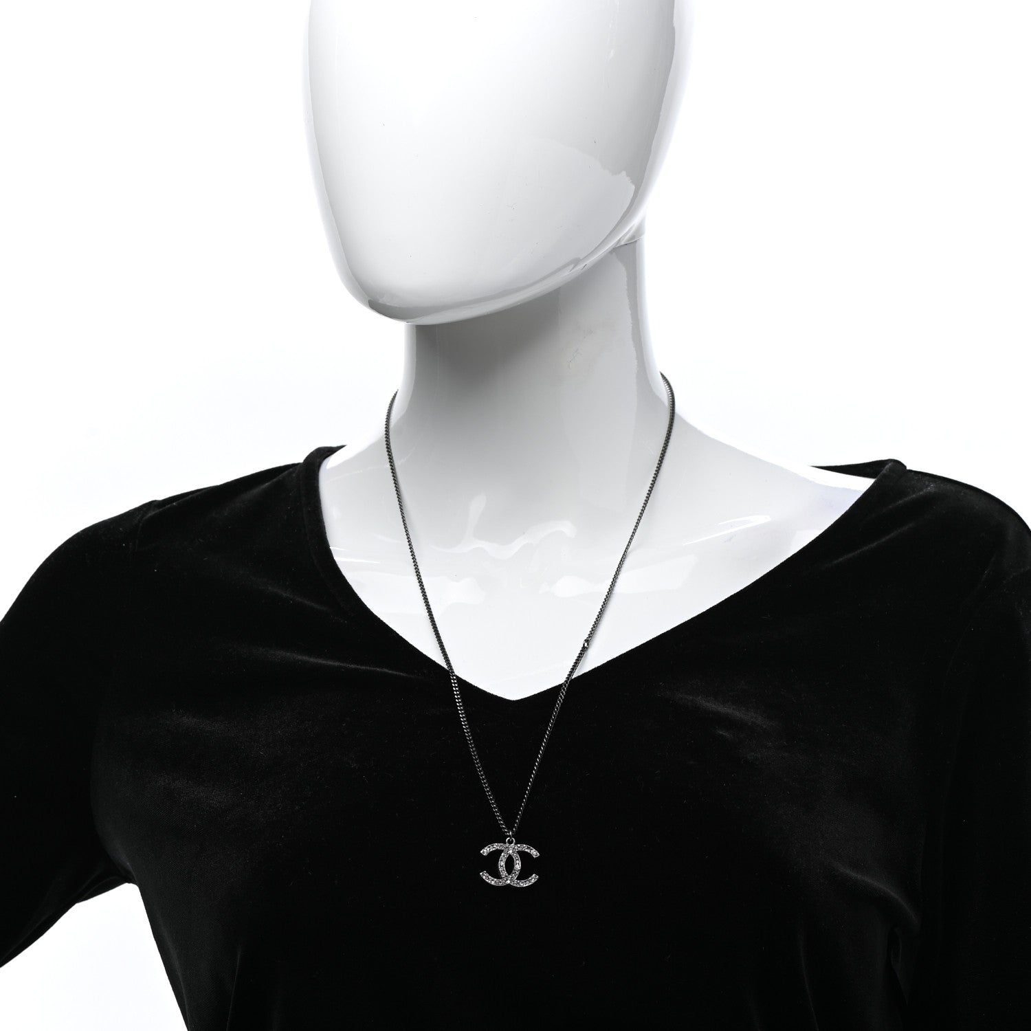 Chanel Crystal Timeless CC Necklace Ruthenium 2 of 6