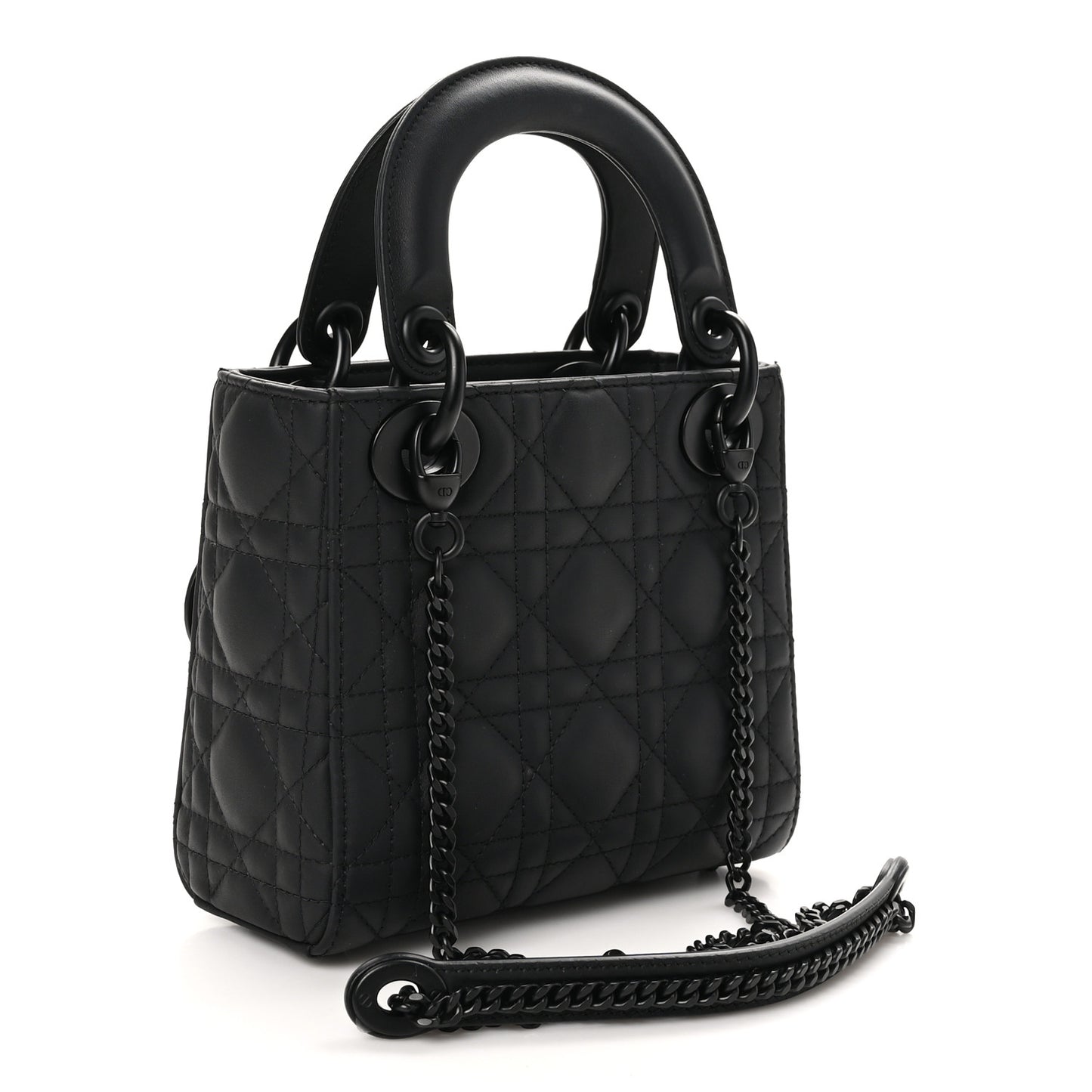Ultra Matte Calfskin Cannage Mini Lady Dior Black