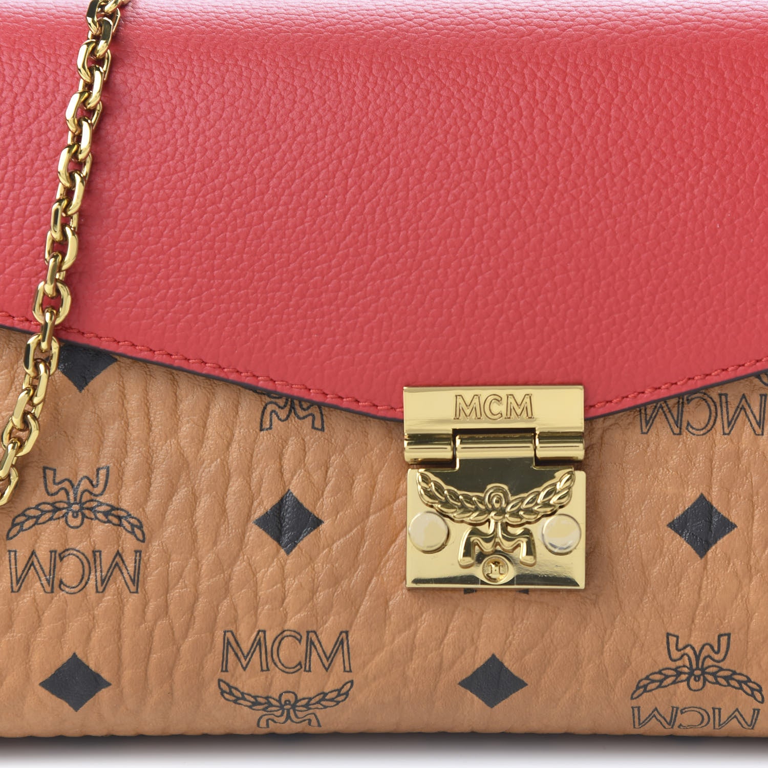 MCM Visetos Millie Wallet On Chain Cognac Ruby Red 9 of 9