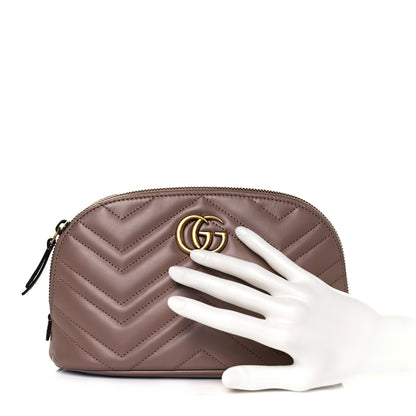 Gucci Calfskin Matelasse Large GG Marmont Pouch Cosmetic Case Porcelain Rose 3 of 10