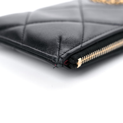 Chanel Goatskin Quilted Chanel 19 Phone and Card Holder Black 10 of 13