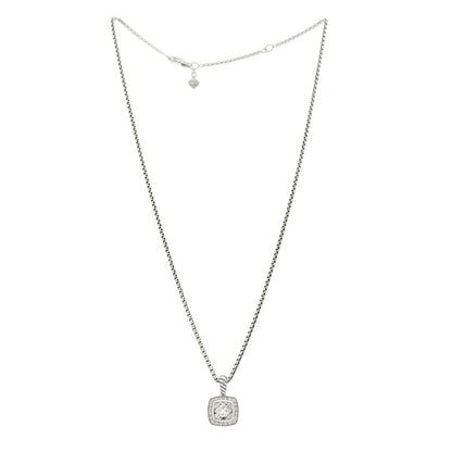 David Yurman Sterling Silver Diamond Whit Topaz 7mm Petite Albion Pendant Necklace 3 of 6