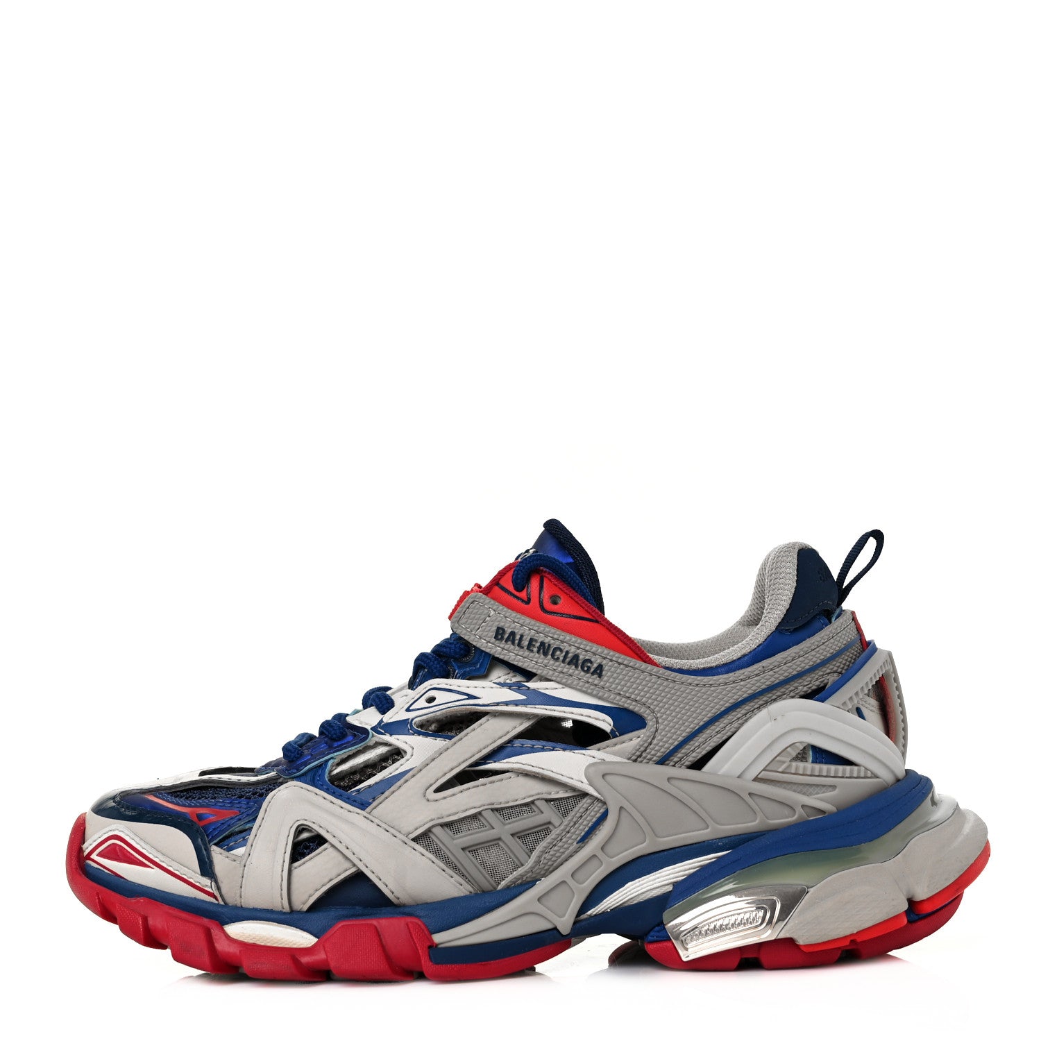 Balenciaga Rubber Mesh Bi-Color Womens Track.2 Open Sneakers 38 Beige Blue Red 1 of 7