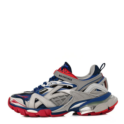 Balenciaga Rubber Mesh Bi-Color Womens Track.2 Open Sneakers 38 Beige Blue Red 1 of 7