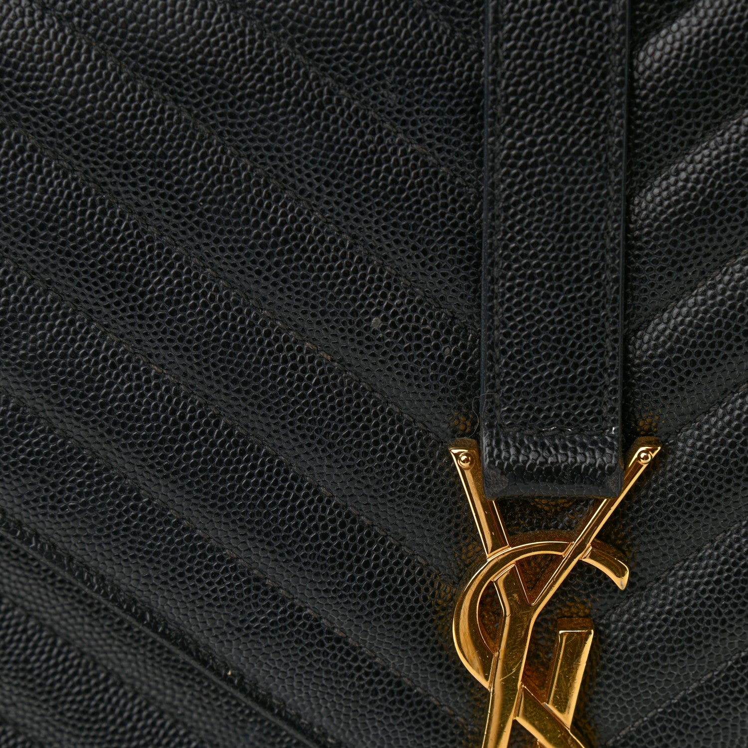 Saint Laurent Grain De Poudre Matelasse Chevron Large Monogram Satchel Black 16 of 20