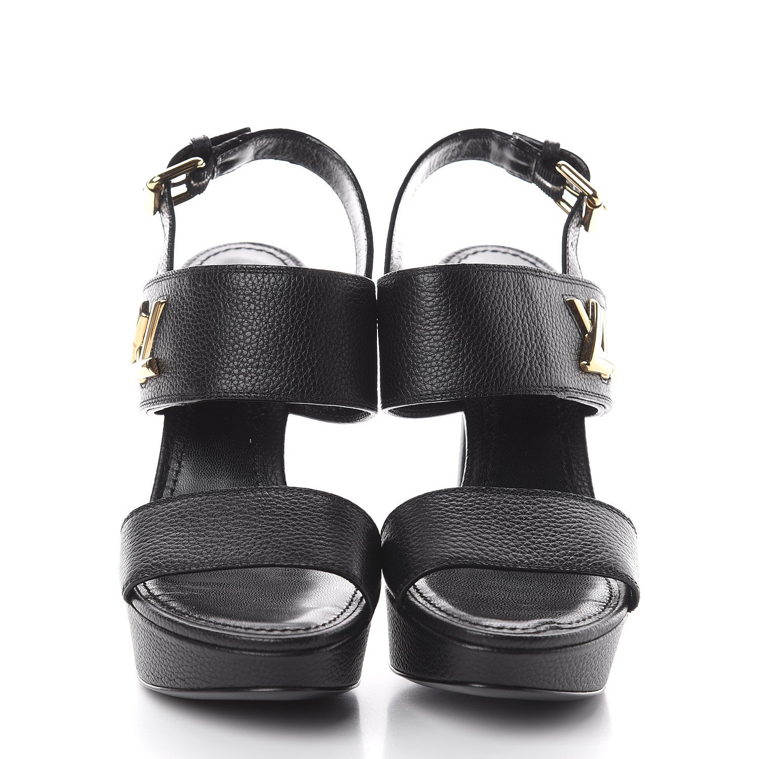 Louis Vuitton Grained Calfskin Horizon Platform Sandals 35.5 Black 2 of 8