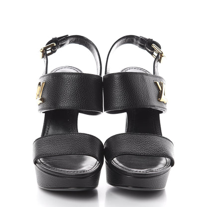 Louis Vuitton Grained Calfskin Horizon Platform Sandals 35.5 Black 2 of 8