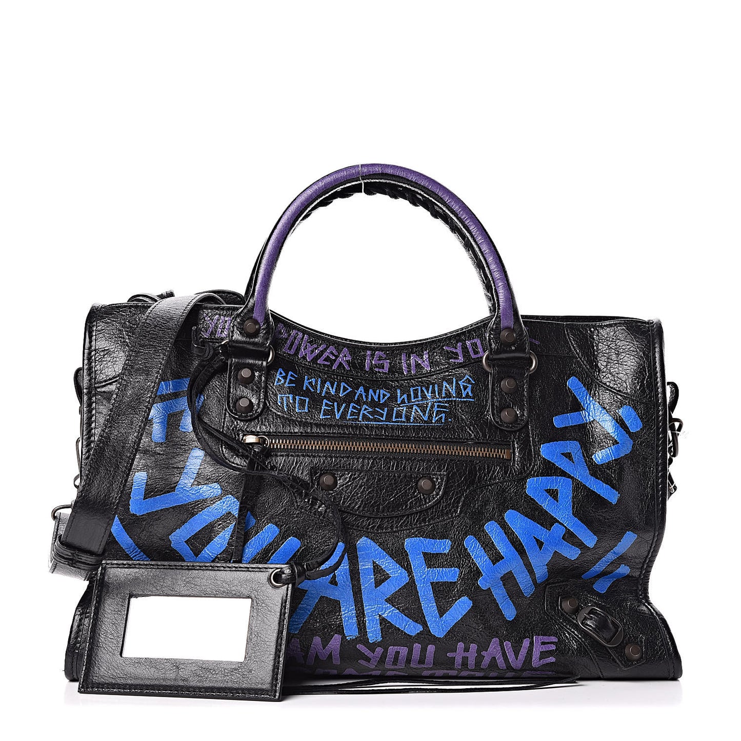 Agneau Arena Graffiti All Over Classic Hardware City Black Bleu Violet