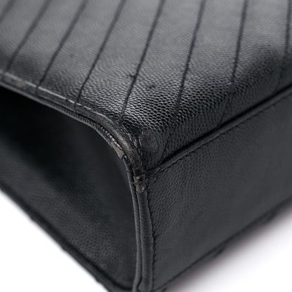 Saint Laurent Grain De Poudre Matelasse Chevron Large Monogram Satchel Black 10 of 20