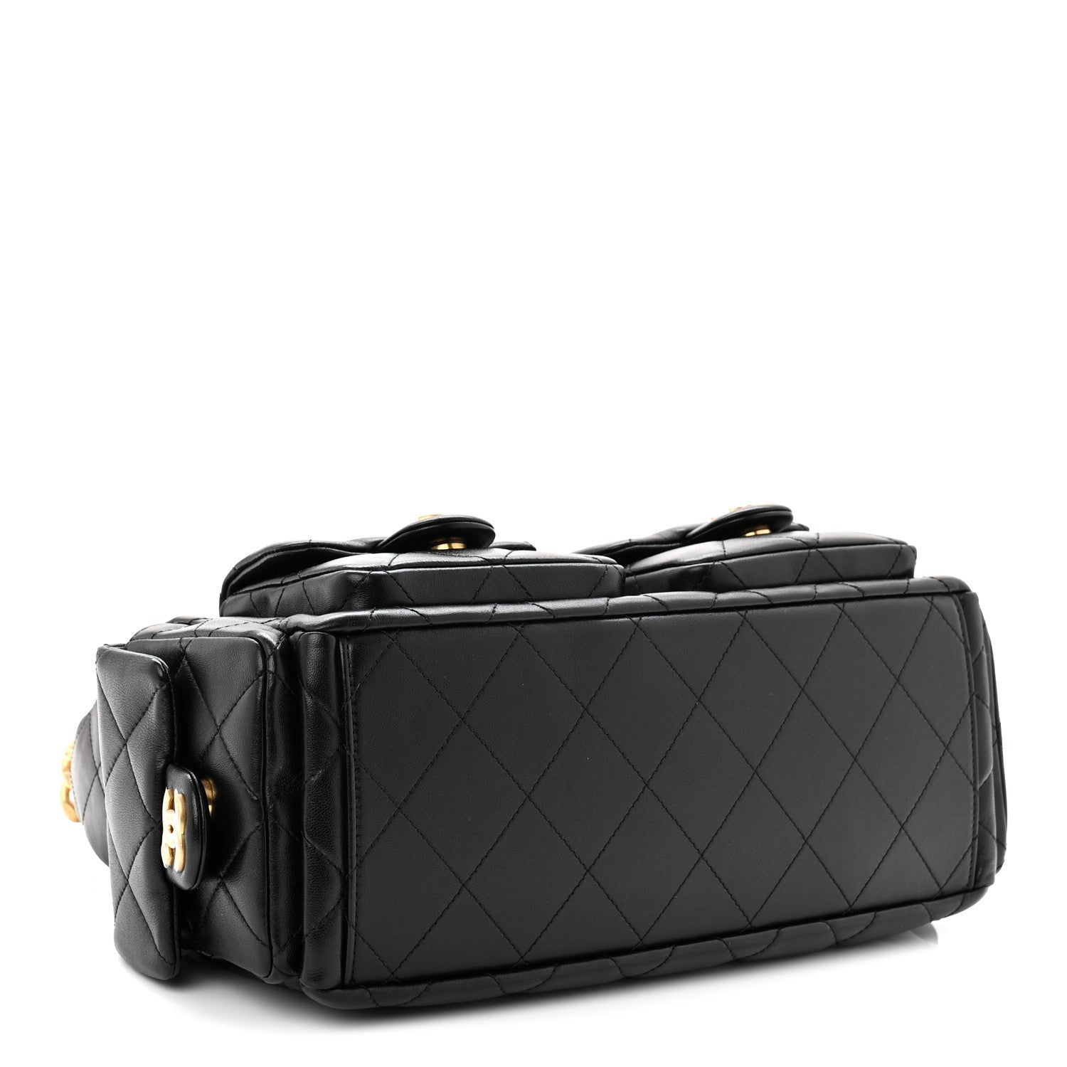 Chanel Shiny Lambskin Quilted Trendy Pockets Hobo Black 4 of 11