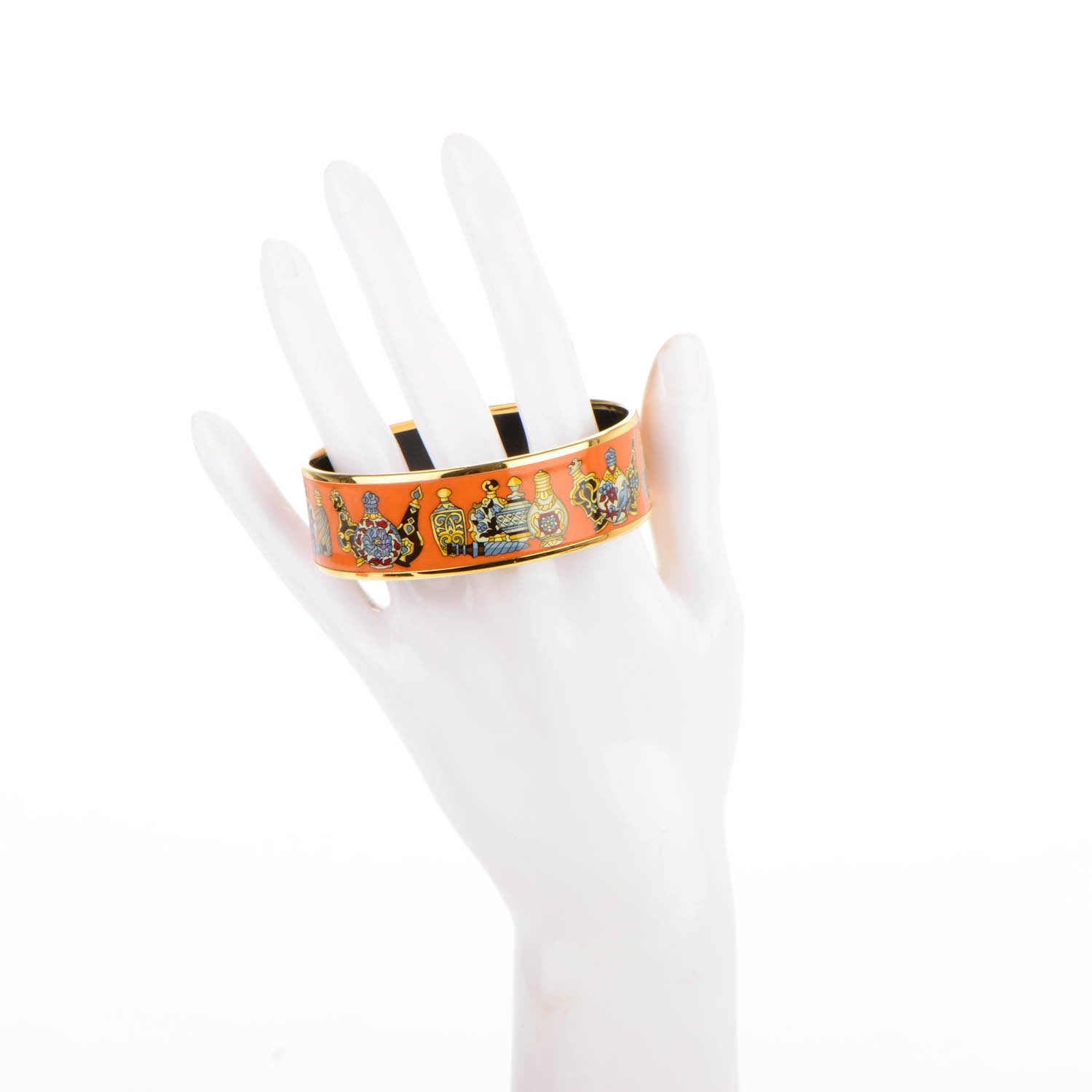 Hermes Enamel Printed Wide Qu' Importe Le Falcon Bracelet 70 2 of 5