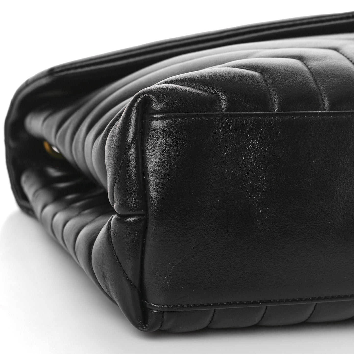 Calfskin Y Quilted Monogram Medium Loulou Chain Satchel Black