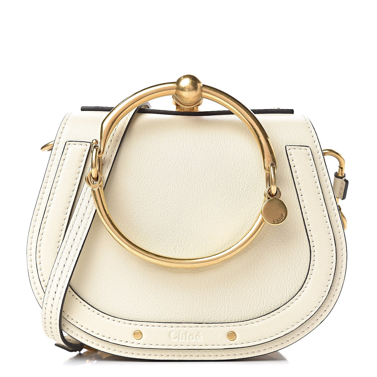 Calfskin Suede Small Nile Bracelet Bag Off White