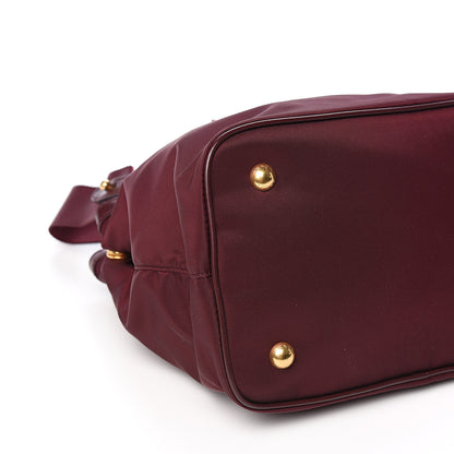 Prada Tessuto Nylon Soft Calf Small Tote Granato 6 of 8