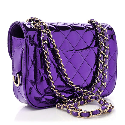 Chanel Mirror Calfskin Metallic Calfskin Quilted Hollywood Boulevard Mini Flap With Star Coin Purse Purple 4 of 13