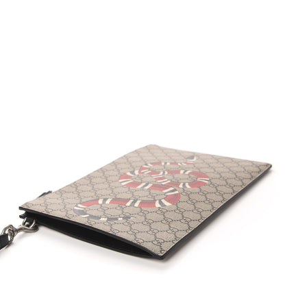 Gucci GG Supreme Monogram Kingsnake Zip Wristlet Pouch Beige Black 4 of 8