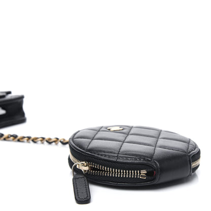 Chanel Pearl Lambskin Pearl Crown CC Wristlet Multi Pouches Black 6 of 16