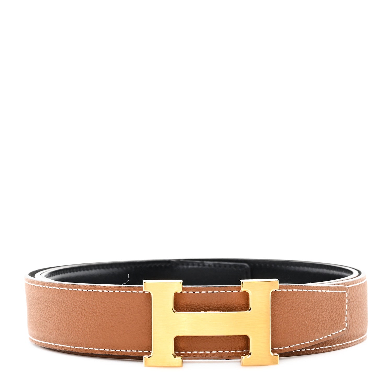 Hermes Box Togo 32mm H Belt 115 Black Gold 1 of 6