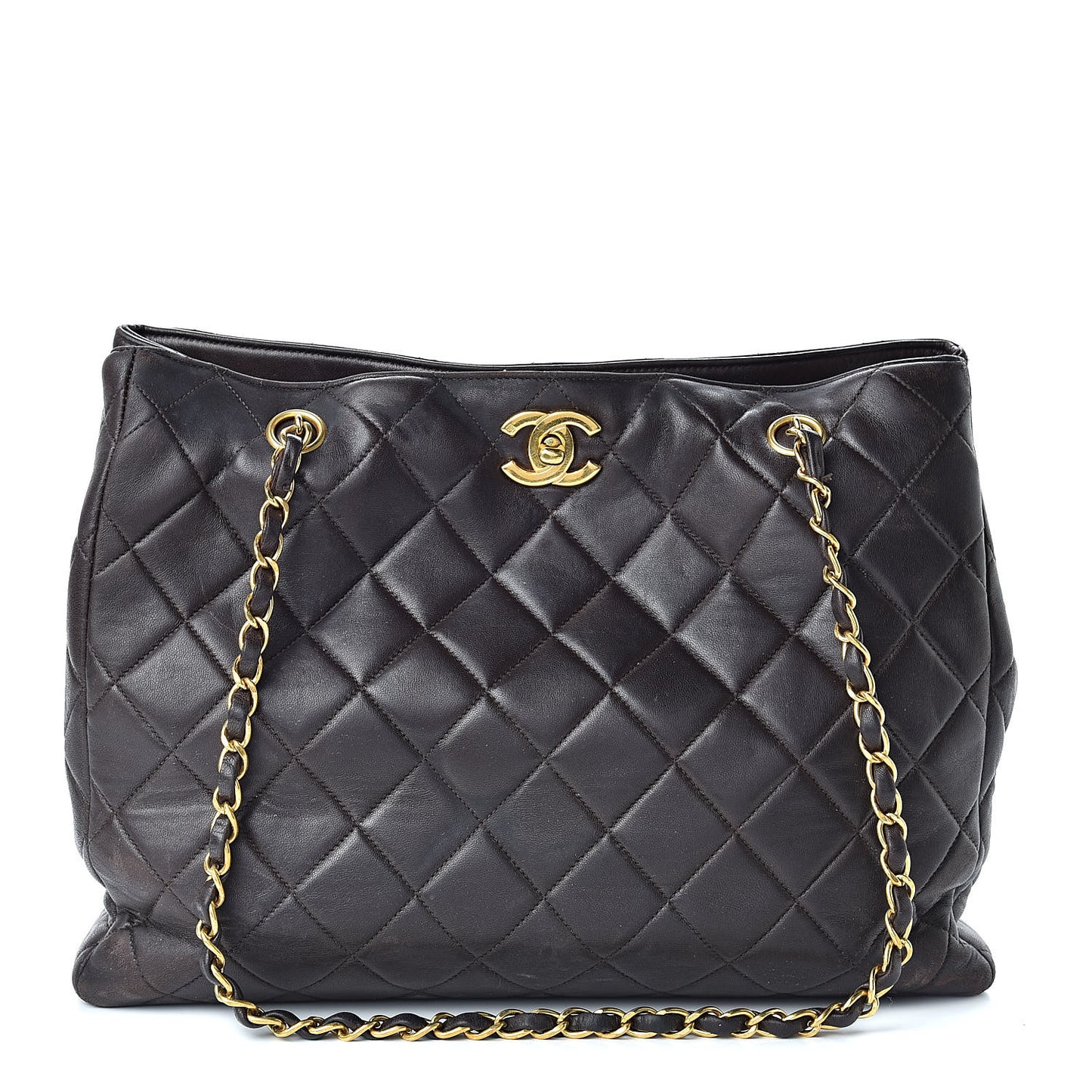 Lambskin Quilted Tote Brown