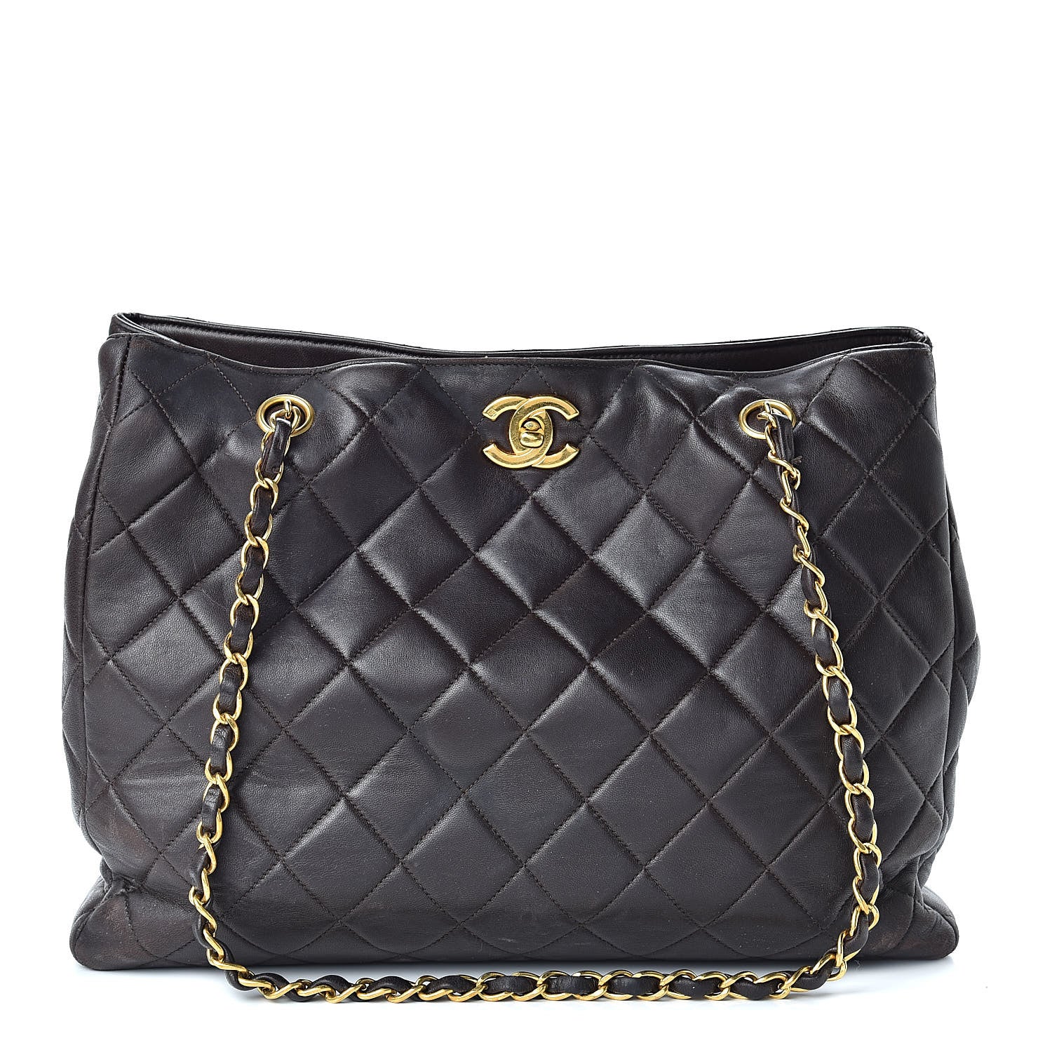 Chanel Lambskin Quilted Tote Brown 1 of 16
