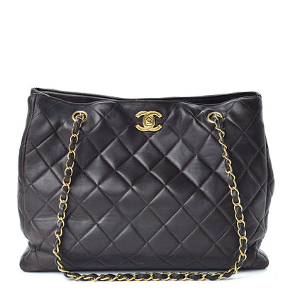 Chanel Lambskin Quilted Tote Brown 1 of 16