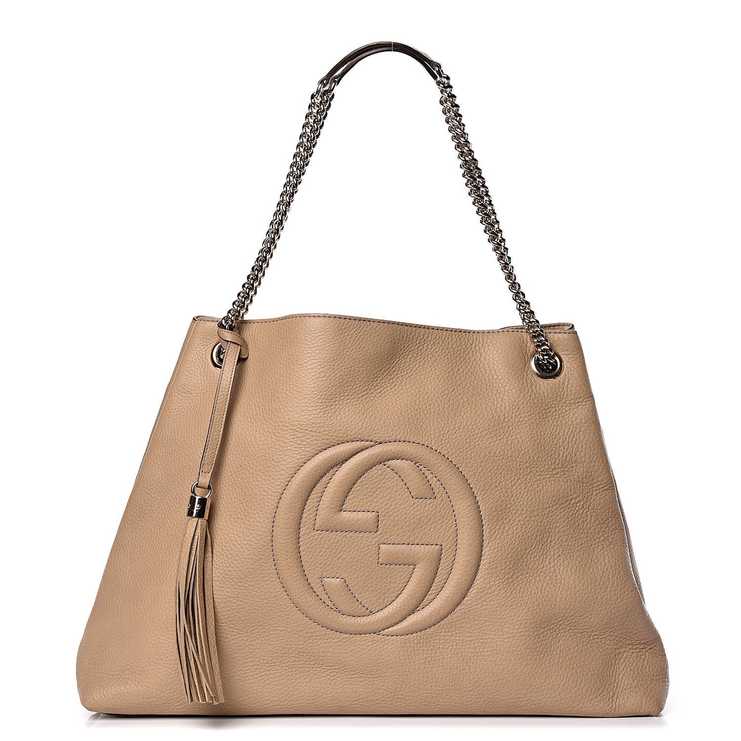 Pebbled Calfskin Large Soho Chain Shoulder Bag Nude