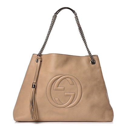 Gucci Pebbled Calfskin Large Soho Chain Shoulder Bag Nude 1 of 12