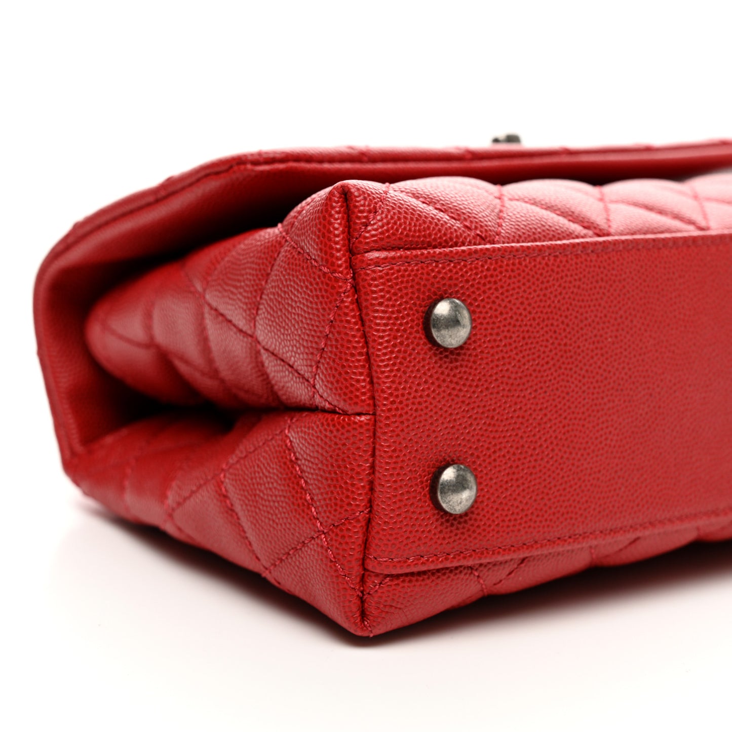 Caviar Quilted Mini Coco Handle Flap Red