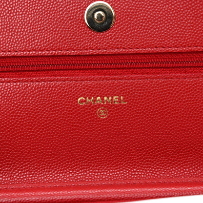 Chanel Caviar Quilted Wallet On Chain WOC Red 6 of 10