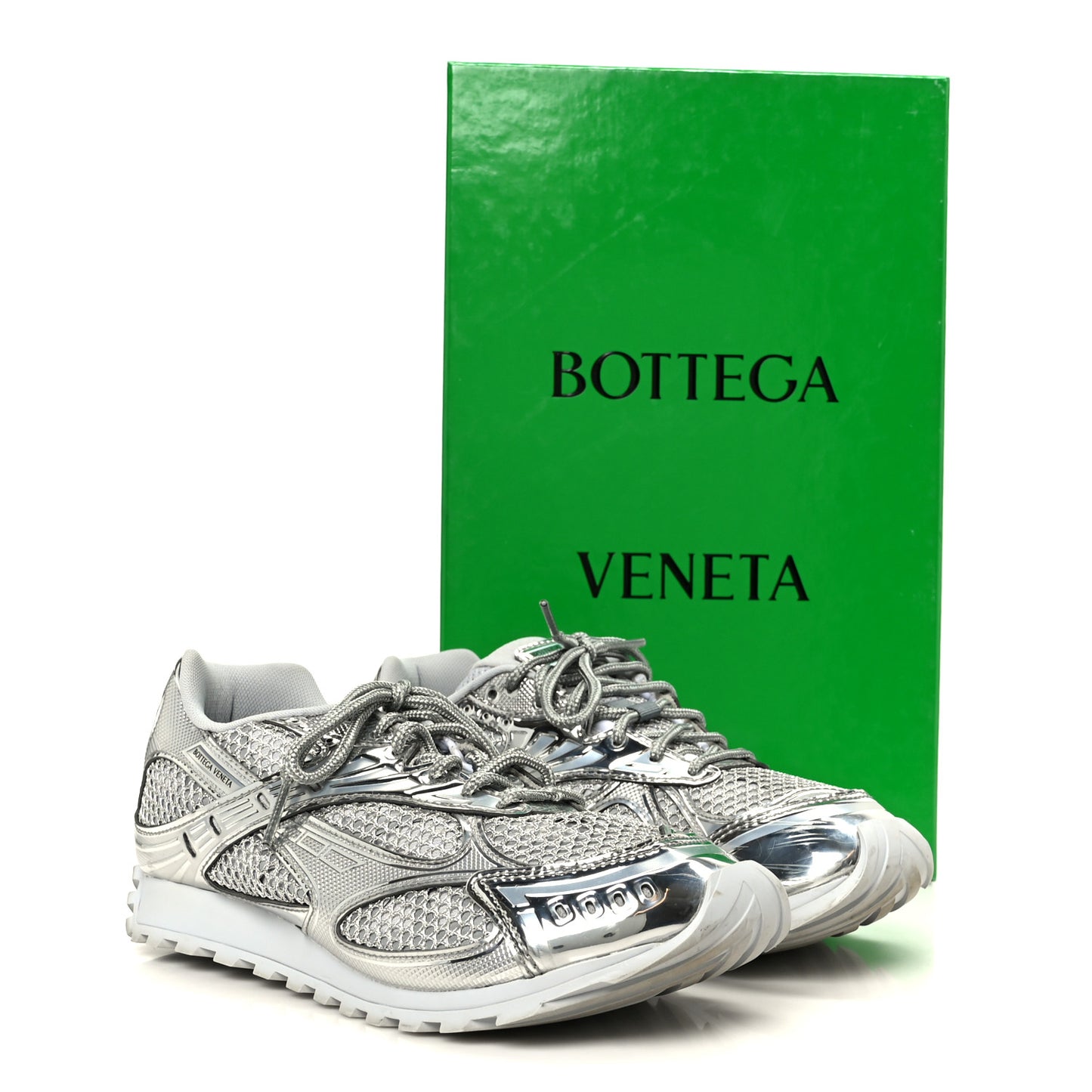 Calfskin Fishnet Fabric Orbit Sneakers 39 Silver