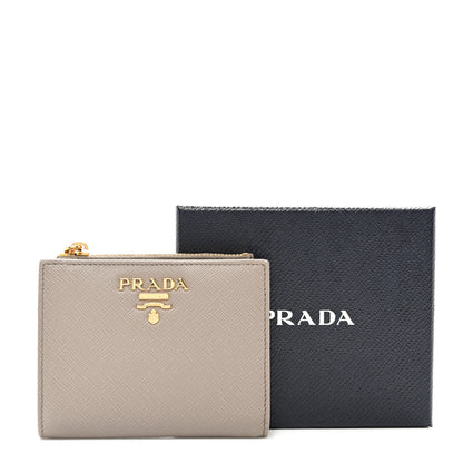 Prada Saffiano Zip Top Compact Wallet Argilla 8 of 8