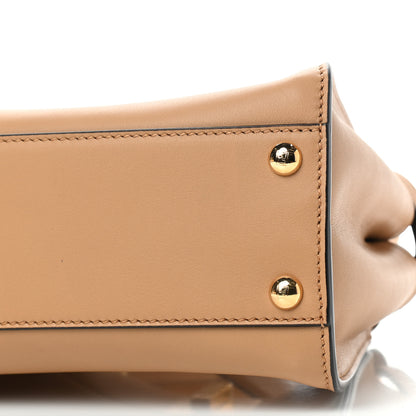 Fendi Vitello Seta Canvas FF Embroidered Mini Peekaboo Iconic Satchel Miele Scuro Poudre 9 of 9