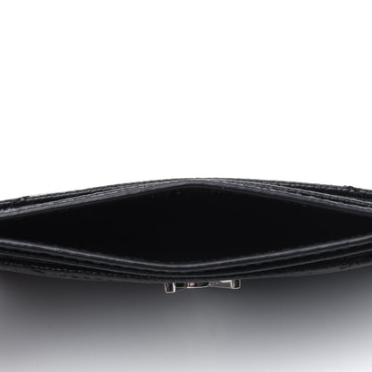 Saint Laurent Grain De Poudre Matelasse Chevron Monogram Credit Card Case Black 4 of 5