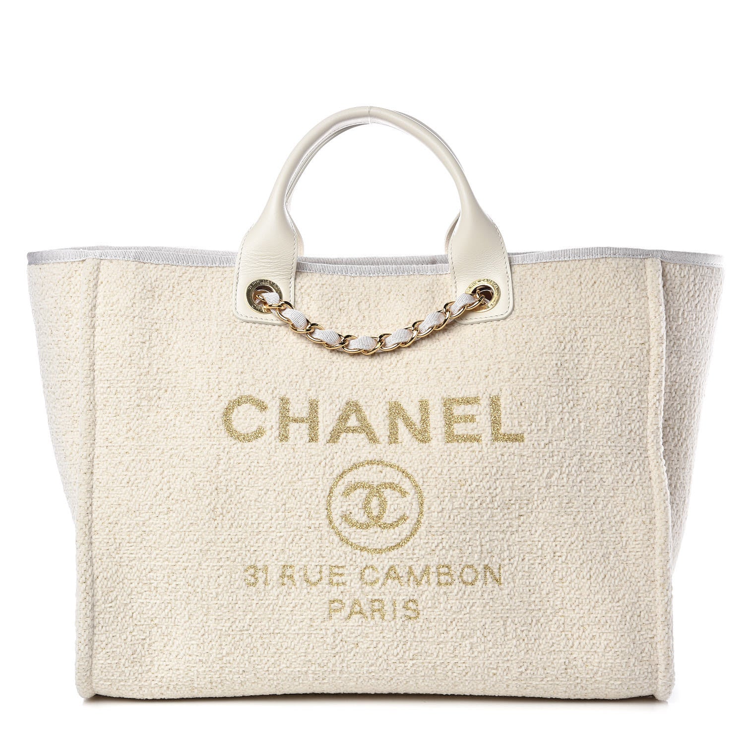 Chanel Lurex Boucle Medium Deauville Tote White 1 of 9