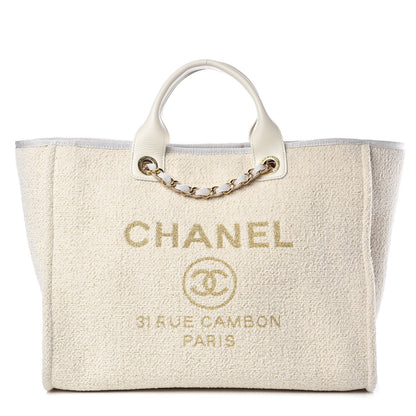 Chanel Lurex Boucle Medium Deauville Tote White 1 of 9