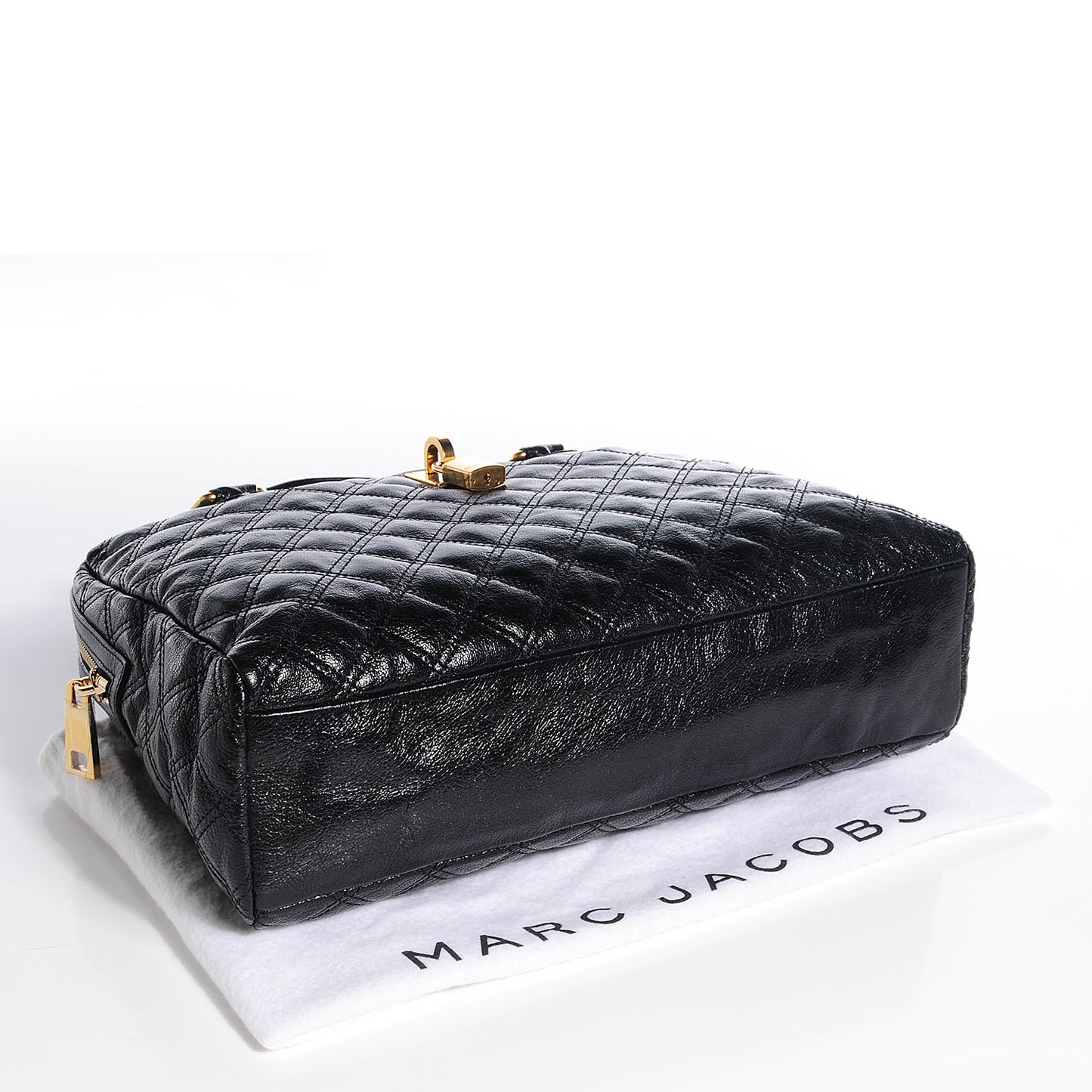 Lacquered Goatskin Quilted Karlie Satchel Black