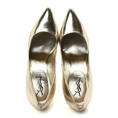Saint Laurent Metallic Calfskin Clara Pumps 40 Gold 2 of 8