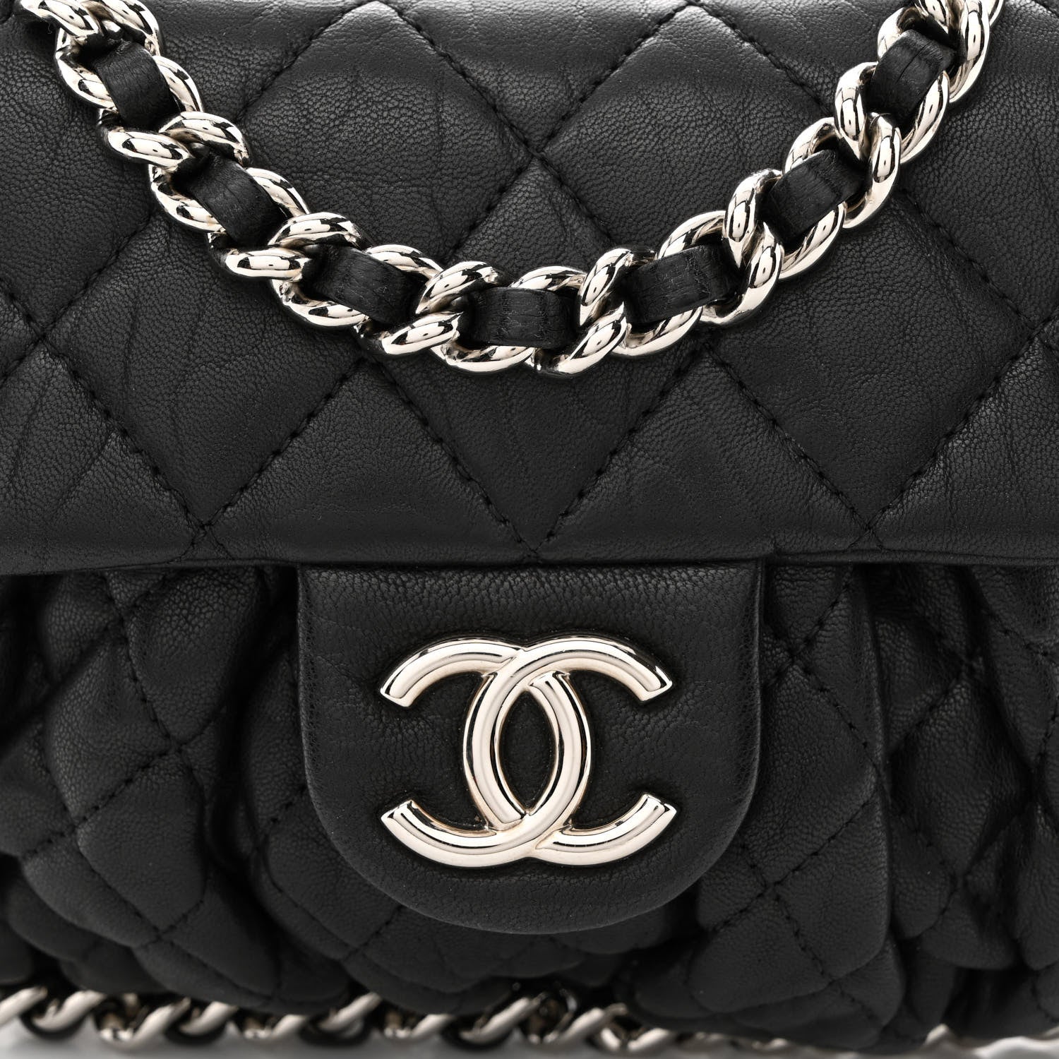 Chanel Washed Lambskin Quilted Mini Chain Around Flap Black 10 of 12