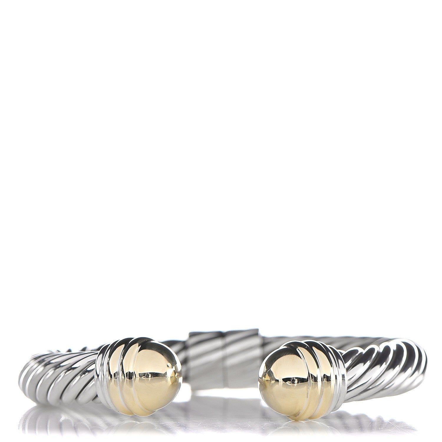 David Yurman Sterling Silver 14K Yellow Gold 10mm Cable Classics Bracelet 1 of 4