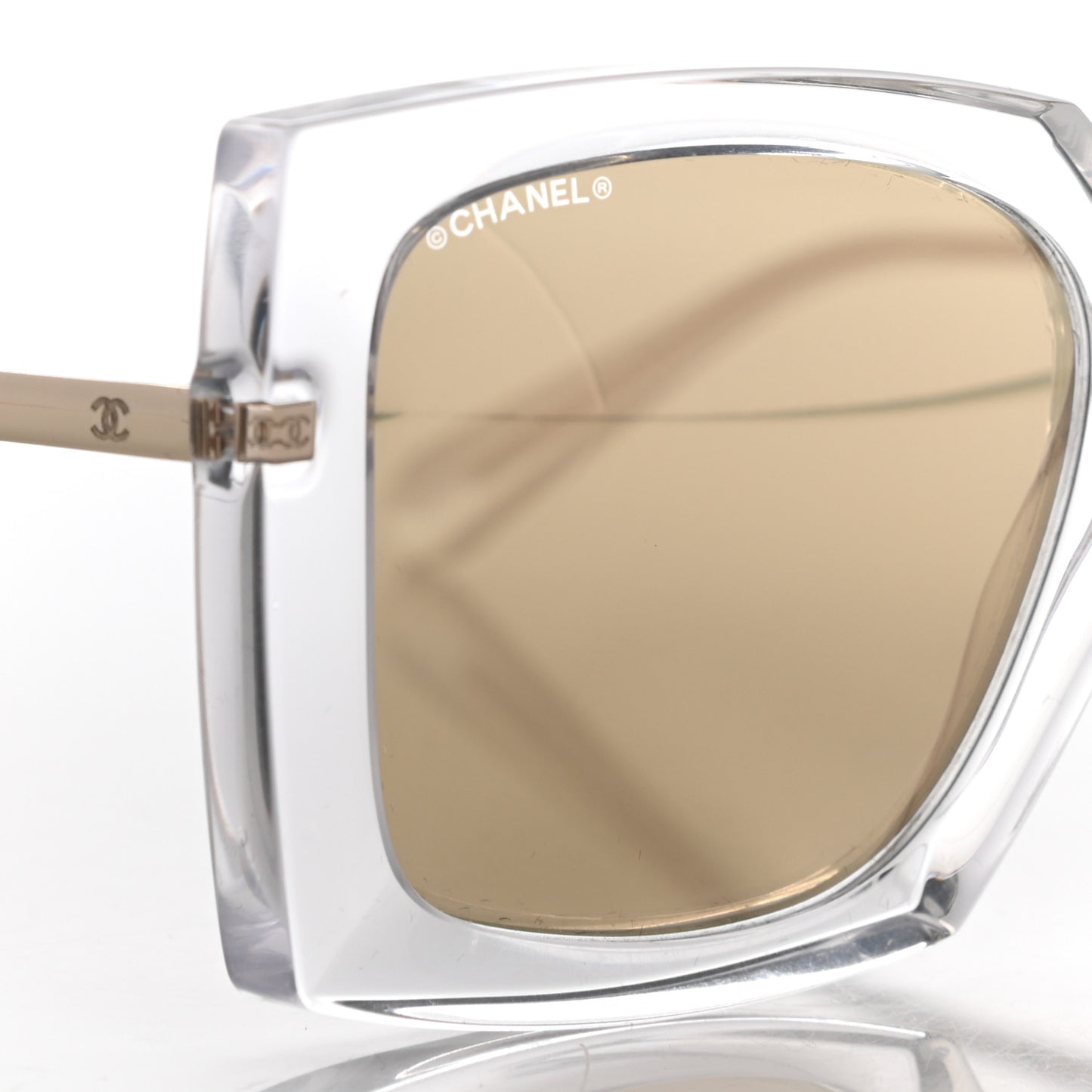 18K White Gold Mirror Square Sunglasses 6051 Gold