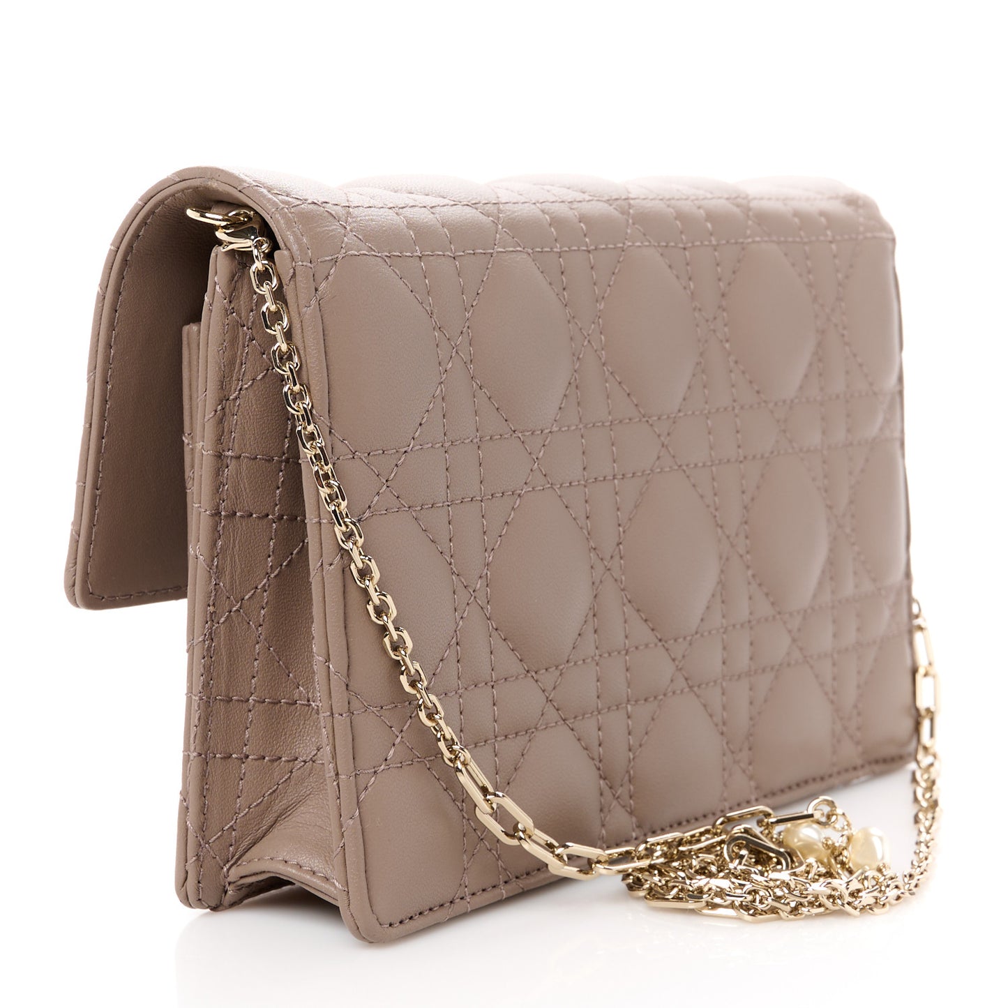 Lambskin Cannage Chain My Dior Daily Chain Pouch Warm Taupe