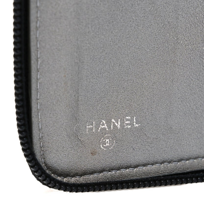 Chanel Lambskin Camellia Embossed Zip Around Organizer Wallet Black 6 of 9