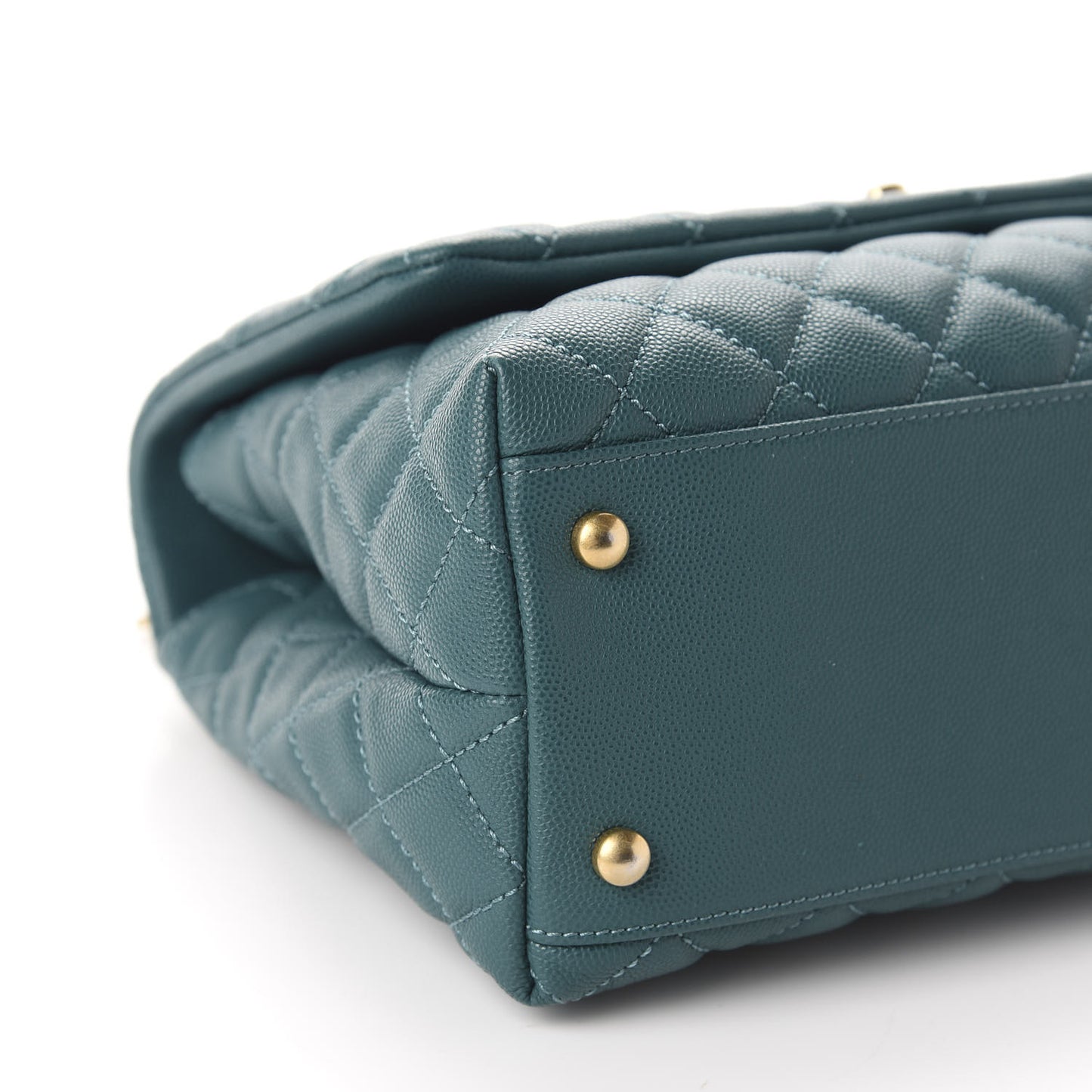 Caviar Quilted Small Coco Handle Flap Dark Turquoise
